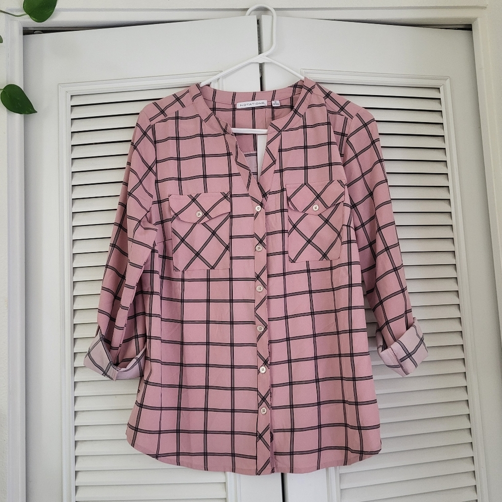Notations - Pink Plaid Button-Up Shirt